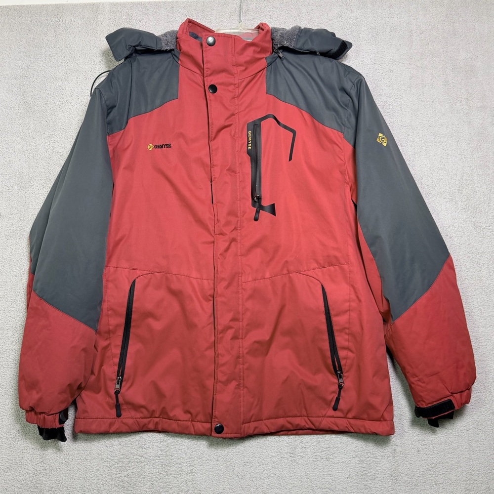 GEMYSE Ski Jacket Winter Waterproof Coat Men’s 2XL Red Detachable Hood Insulated
